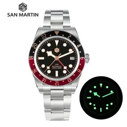 San Martin SN0109 39mm Men Dive Watch Rose Gold Classic Retro Stainless Steel Watches NH34 GMT Automatic Mechanical Waterproof