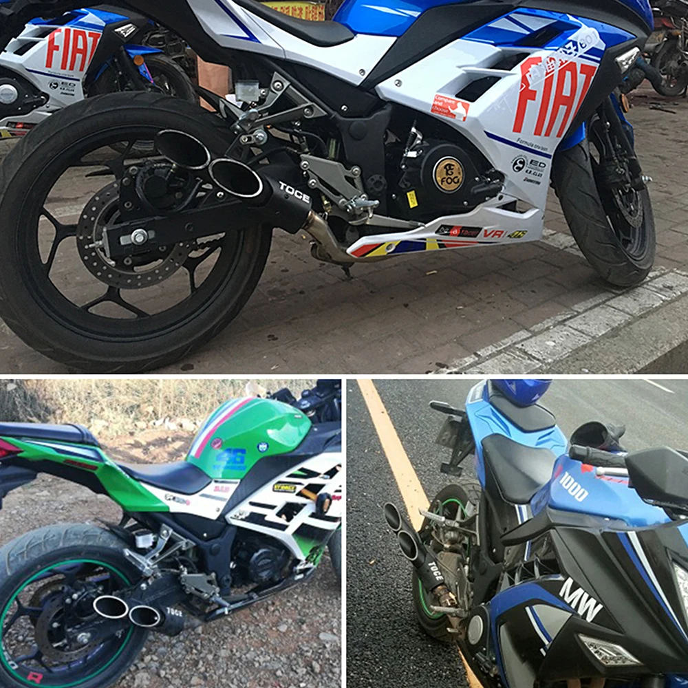 

Universal 51MM motorcycle exhaust pipe muffler tail section porous imitation carbon fiber ninja R6 z900