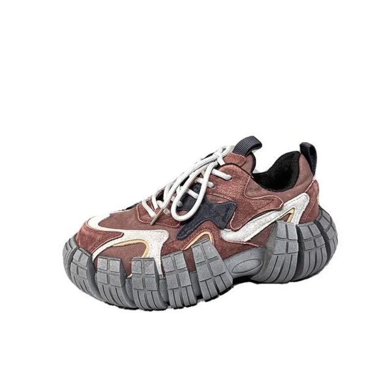 

Thick Soled Inner Height Increasing Men's Tire Sole Running Shoes Rebound Popular Sponge Shoes Fashionable Casual Sports Shoes