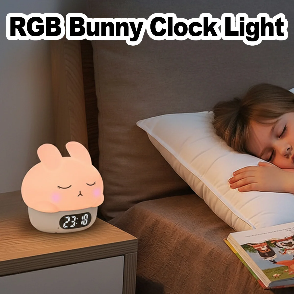 

Tap Night Light Rabbit LED Night Lamp Soft Silicone Touch Sensor Wireless Color Changing Dimming Alarm Clock Nursery Home Room