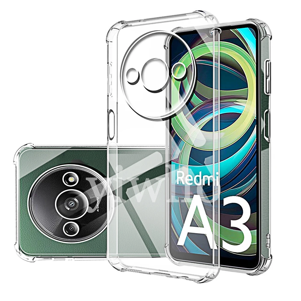 Transparent Phone Case for Xiaomi Redmi A3 A2 A1 Plus Shell Protective Camera Back Clera Covers Redmi A 3 2 1+ Note 13 Pro 4G 5G