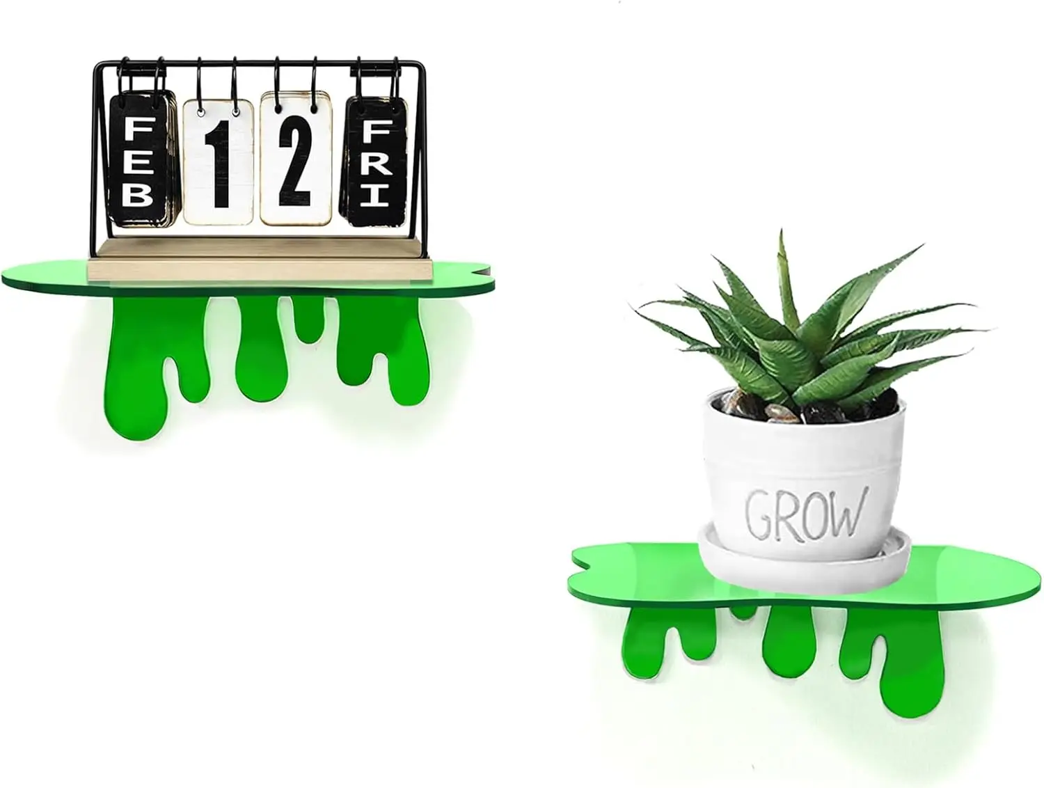 أرفف حائط صغيرة من الأكريليك مكونة من قطعتين - رف عائم مقاس 7 بوصات للجدار، وحواف عرض جدران المنزل للتخزين، وديكور الغرفة، والألبوم وغيرها