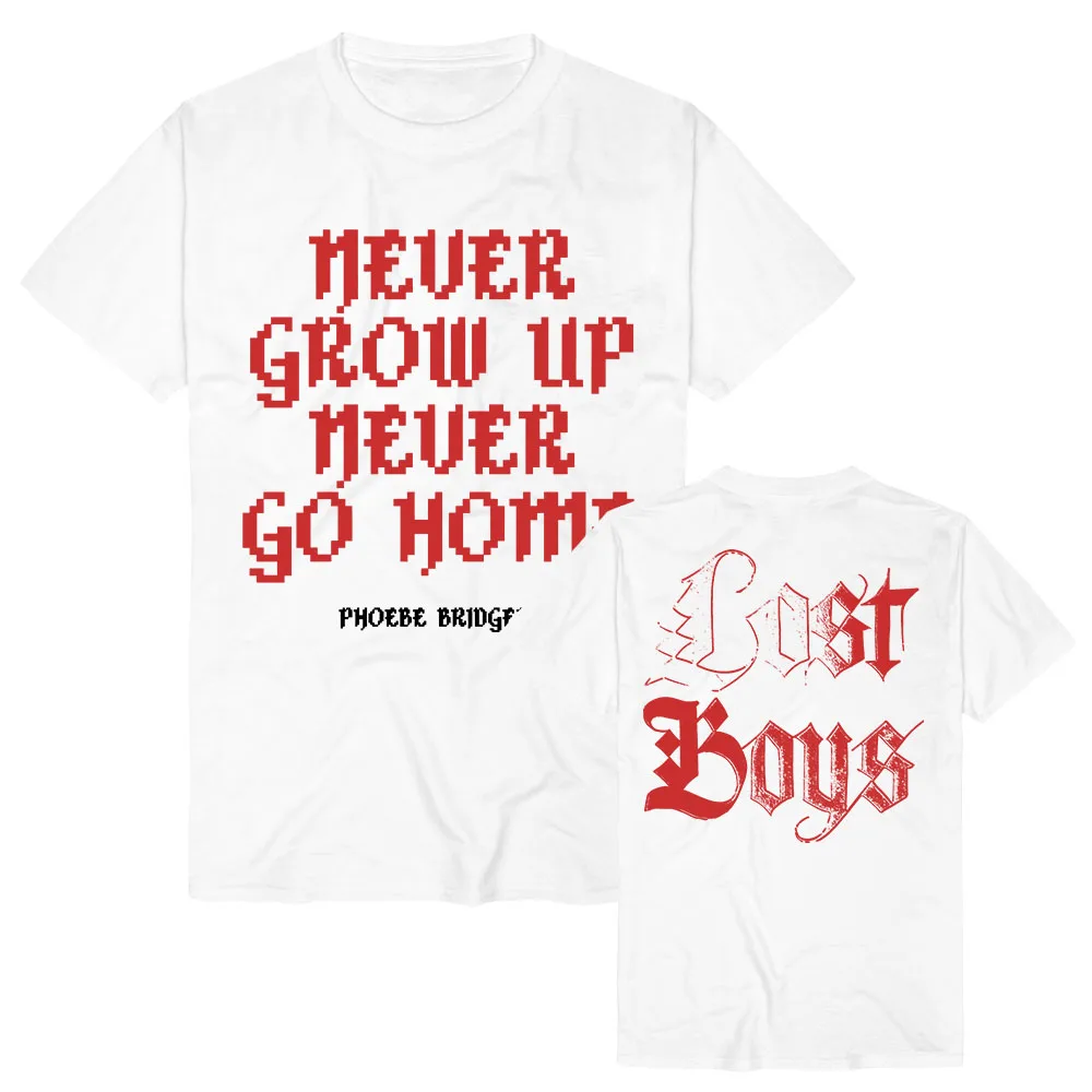 Lost Boys Tee Phoebe Bridgers Never Grow Up Never Go Home T-shirt Unisex Streetwear Cotton Summer Short Sleeve Tshirts Print Top