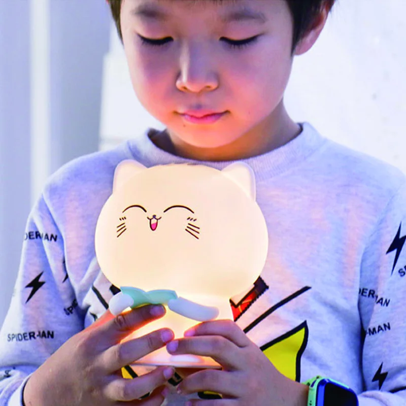 Colorful Life Cute Cat Silicone Lamp Remote Control Children\'s Night Light Room Decoration Kids Adults Holiday Gift