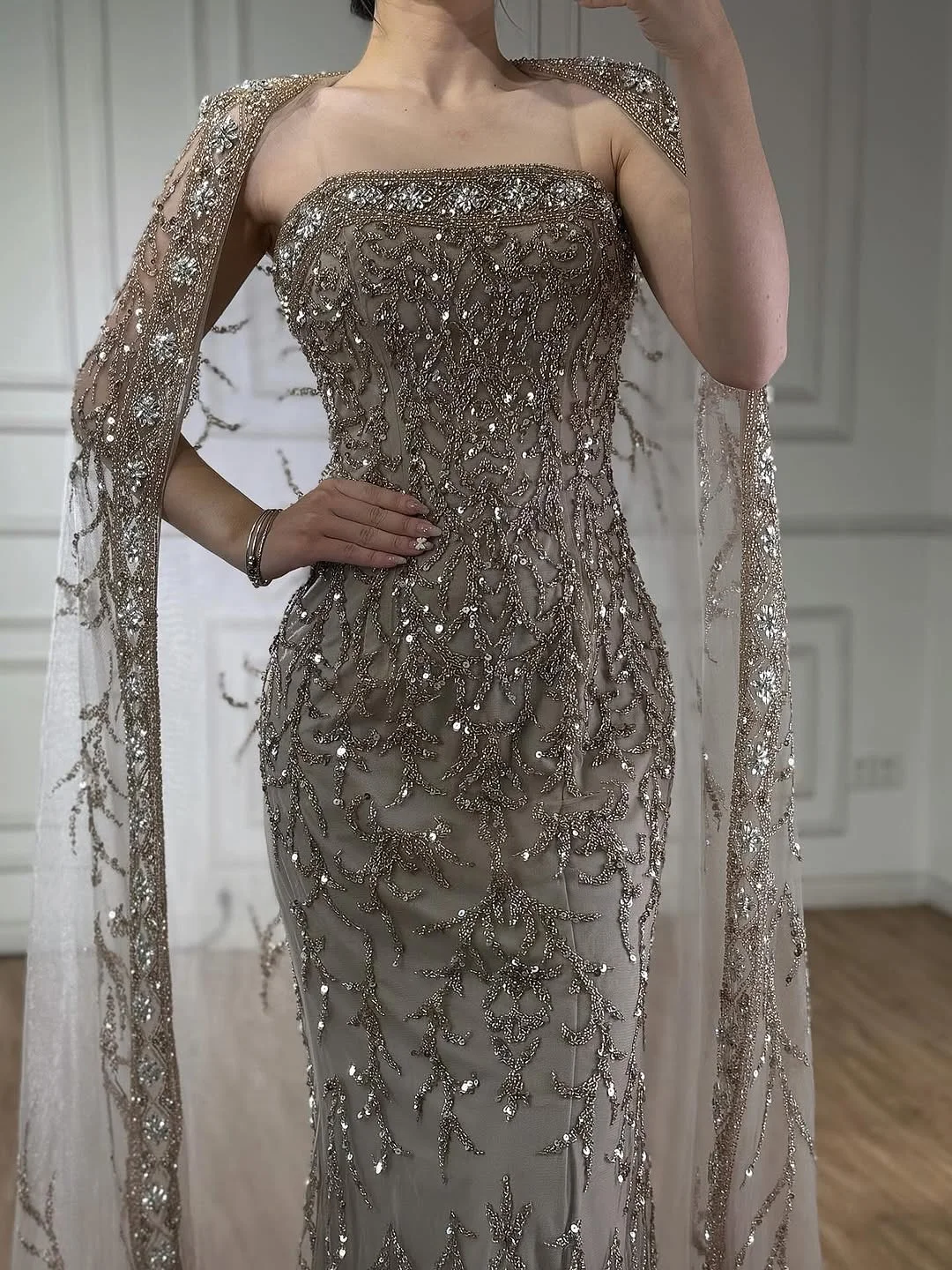 Novo design sexy luxo miçangas lantejoulas tule encantador sem alças até o chão elegante sereia noite baile de formatura vestido de festa formal