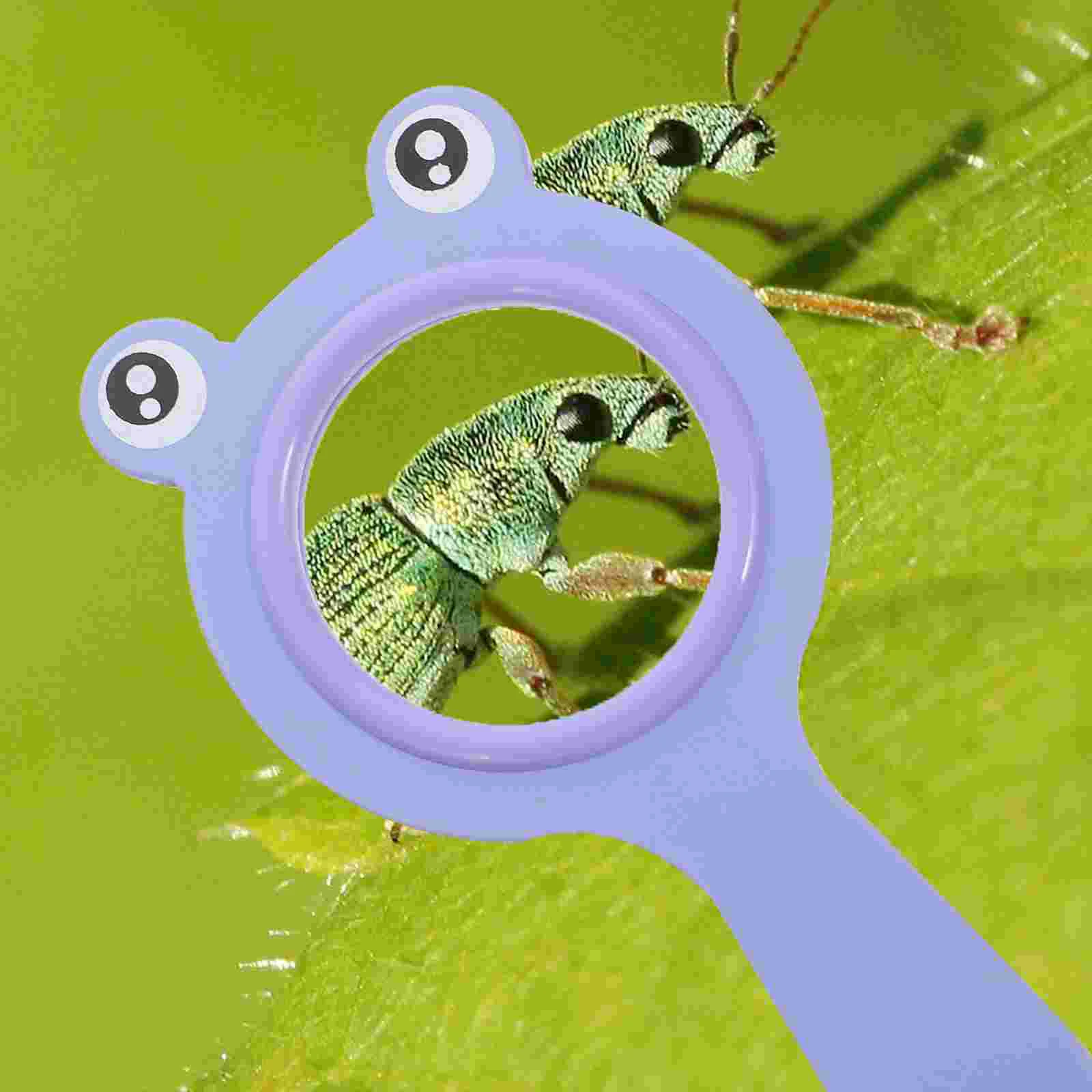 Cartoon Magnifying Glass Handheld Microscope for Kids Pocket Purple Wood Insect Elder Toys