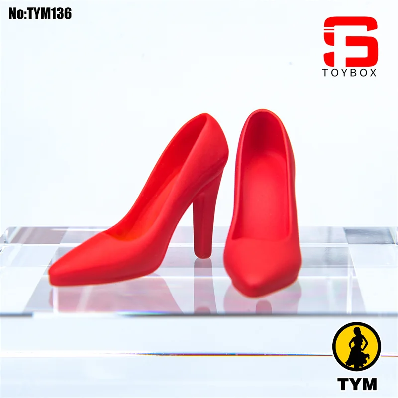 TYM136 1/6 1/12 Skala Kobieta Czarny/Czerwony/Kryształowy Miękkie Twarde Wysokie Obcasy Żołnierz Księżniczka Buty Model dla 12" 6" Figurka akcji Ciało