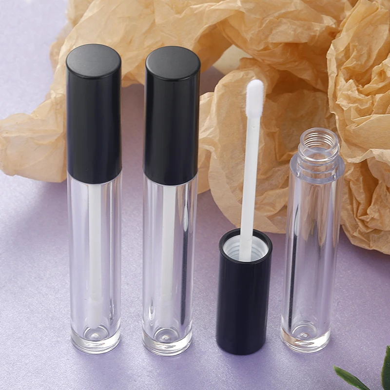 

5ml clear black round shape lip tube tin gloss balm essential oil honey booster salve moisture gel skin care cosmetic packing