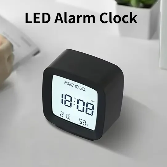 LED Alarm Clock with Backlight Battery Operated LCD Display Temperature Humidity Monitor Large Clear Screen Digital Temperature