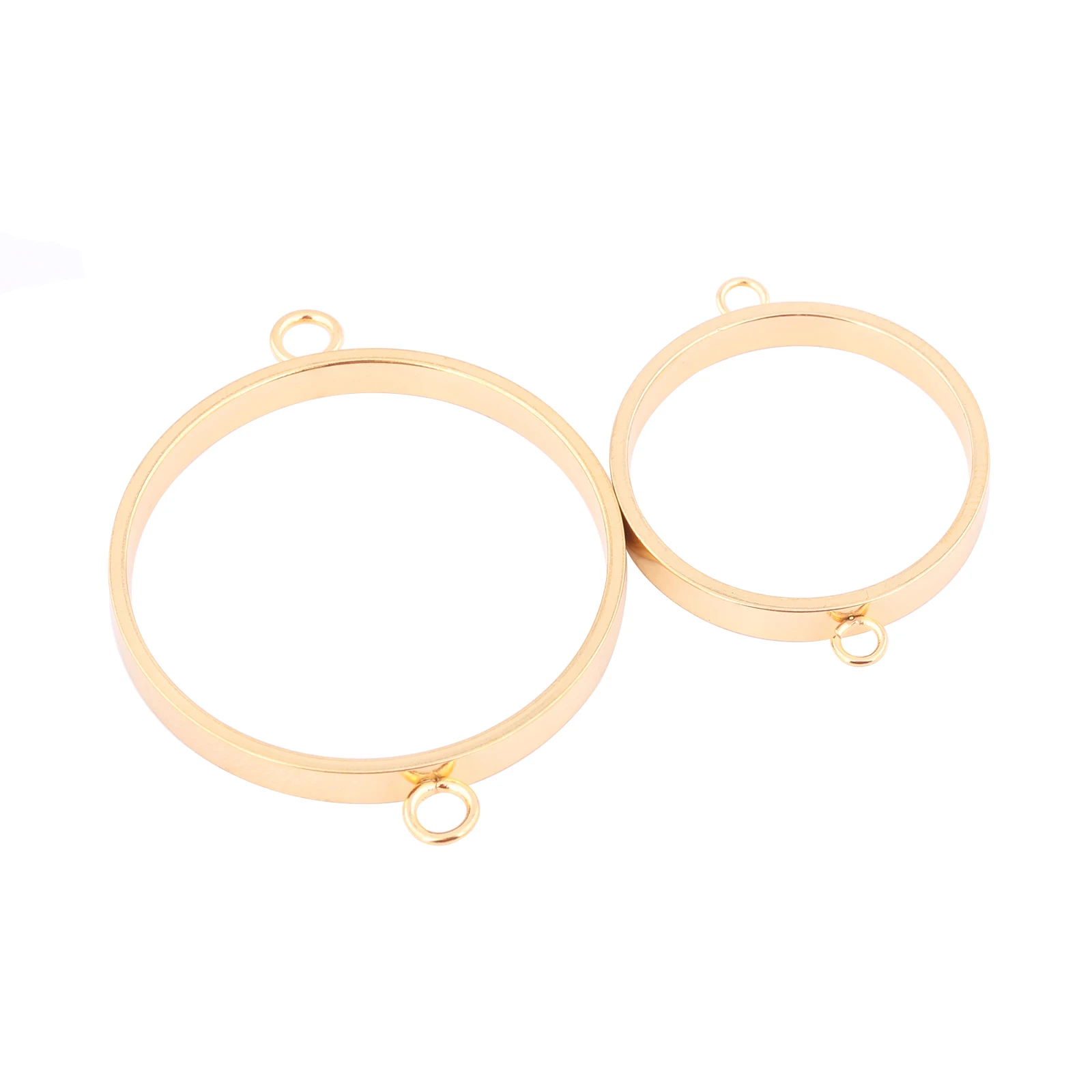 10pcs Stainless Steel Gold Plated 18mm 25mm Open Bezel Bracelet Connectors Diy Hollow Pendant Setting Blanks For Jewelry Making