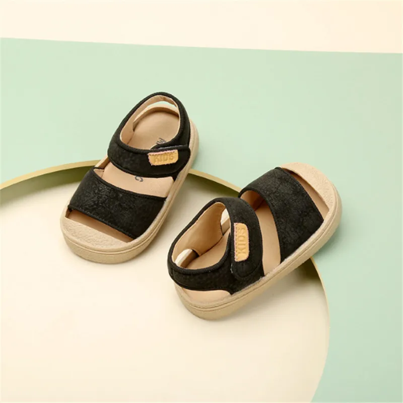 2023 New Summer Baby Shoes For Boys Leather Closed Toe Girls Sandals Soft Sole Non-slip Fashion Toddler Kids Sandals 15-25