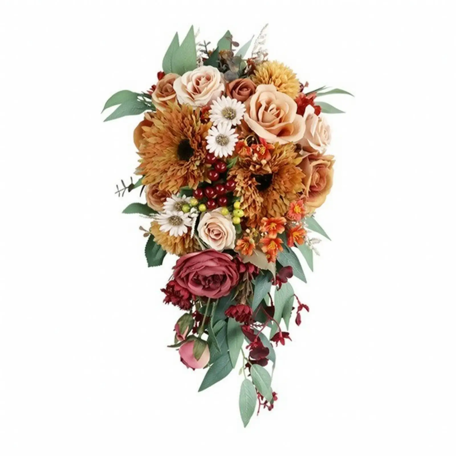 bouquet-de-fleurs-en-soie-en-forme-de-goutte-d'eau-pour-la-mariee-avec-palette-de-tournesols-caramel-et-verdure-pour-souvenir-de-mariage