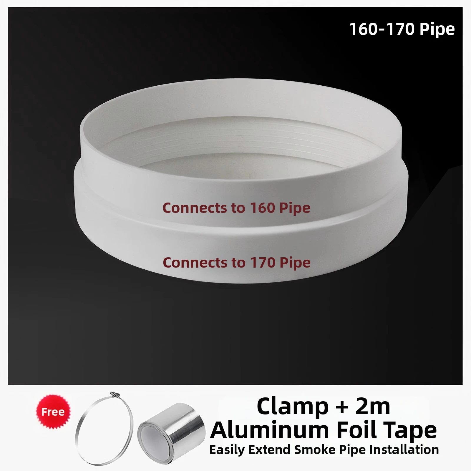White For Exhaust Reducer Ring ABS for Range Hood Duct Adaptation 4in to 3in Smooth Airflow Design for Cooking Area