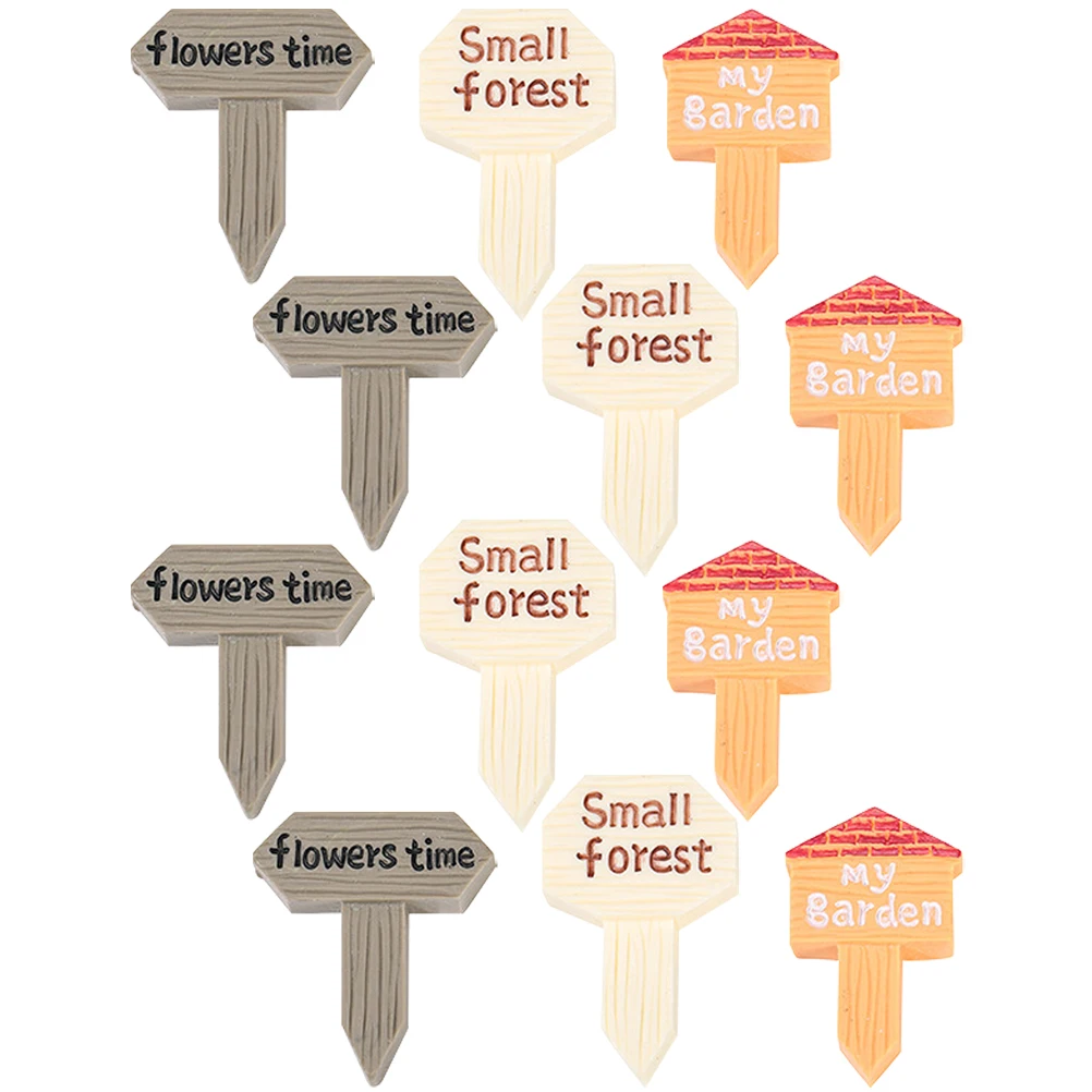 

12 Pcs Micro Landscape Decoration Garden Direction Board Resin Desktop Outdoor Decorations for Patio Farmhouse Ornaments