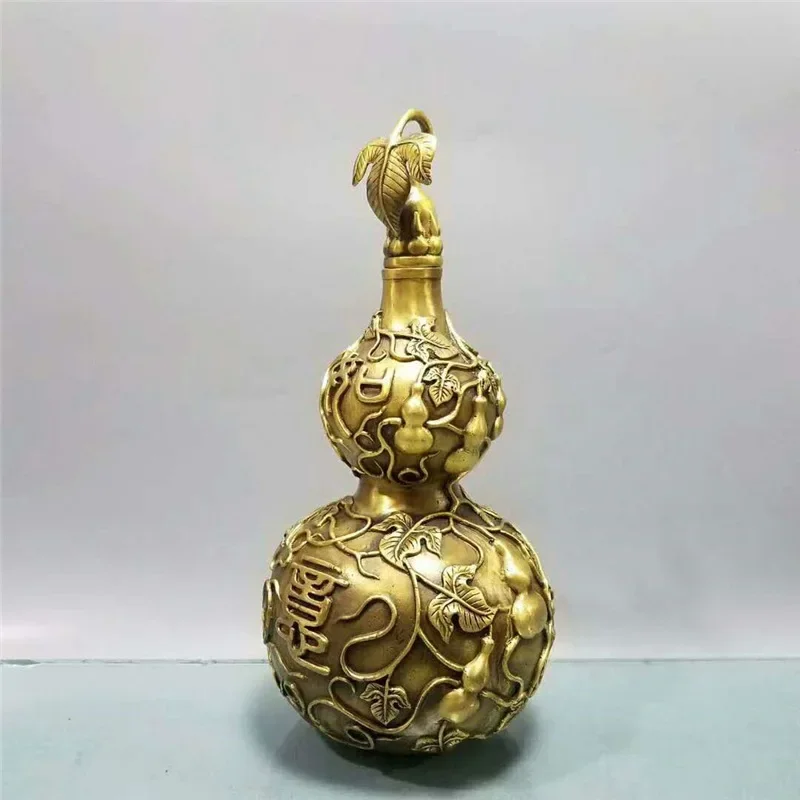 Brass gourd ornament brass opening large household goods decorative gourd