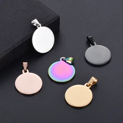 10Pcs/lot WholesaleMirror Polishing Stainless Steel Round Blank Dog Tag Charm Pendant Necklace DIY For Making Jewelry 5 Colors