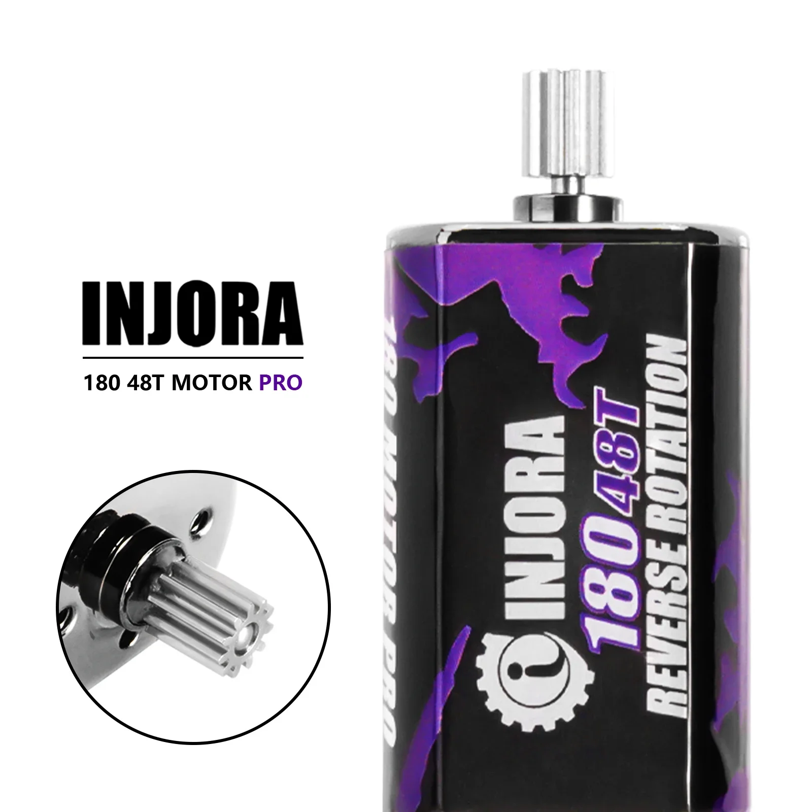 INJORA 180 Brushed Motor 48T 55T with Stainless Steel Pinion for 1/18 RC Crawler TRX4M Upgrade (INM11)