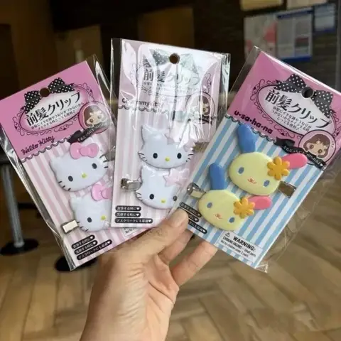 Sanrio Hello Kitty sad mi flower rabbit non-trace  hairclip sweet girl cute bangs side clip creative headdress for girls gifts
