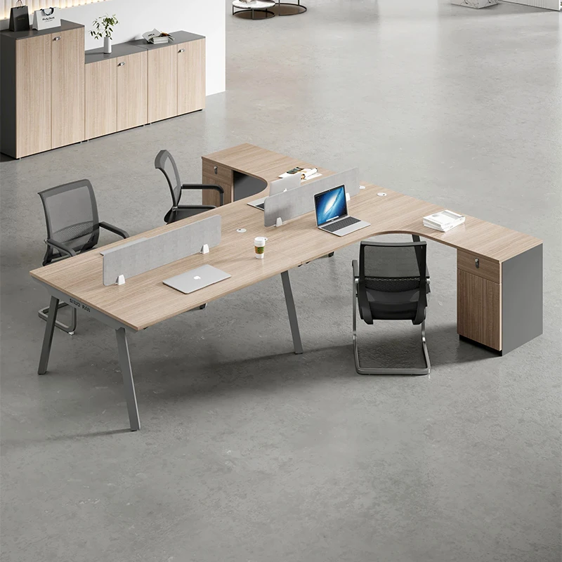 Corner desk Double table and chair combination 2 people Office staff table Screen staff booth 4 people Work space