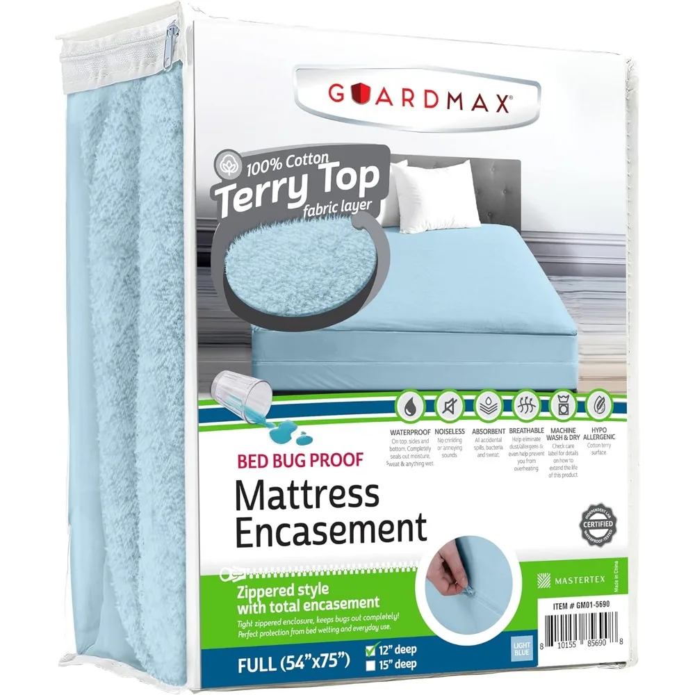 

Водонепроницаемый наматрасник на молнии из мягкого хлопкового махрового полотна, защита от клещей и пылевых клещей, для детей, взрослых и домашних животных