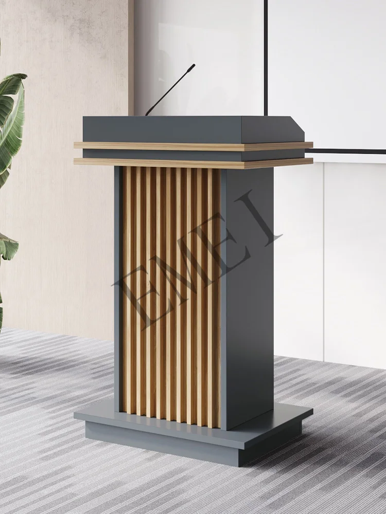 Welcome reception desk Lecture desk Shopping guide Consultant presiding over the conference podium table