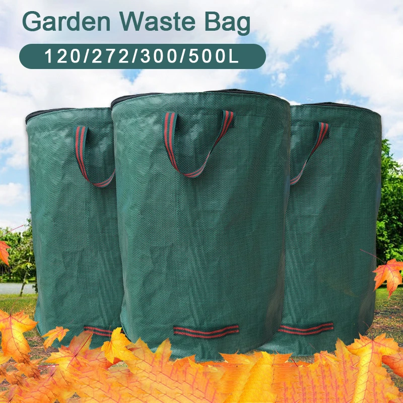 Reusable Yard Waste Bags Leaf Storage Bags Garden Trash Container Collect Patio Leaves Heavy Duty Garden Waste Bag With Lid