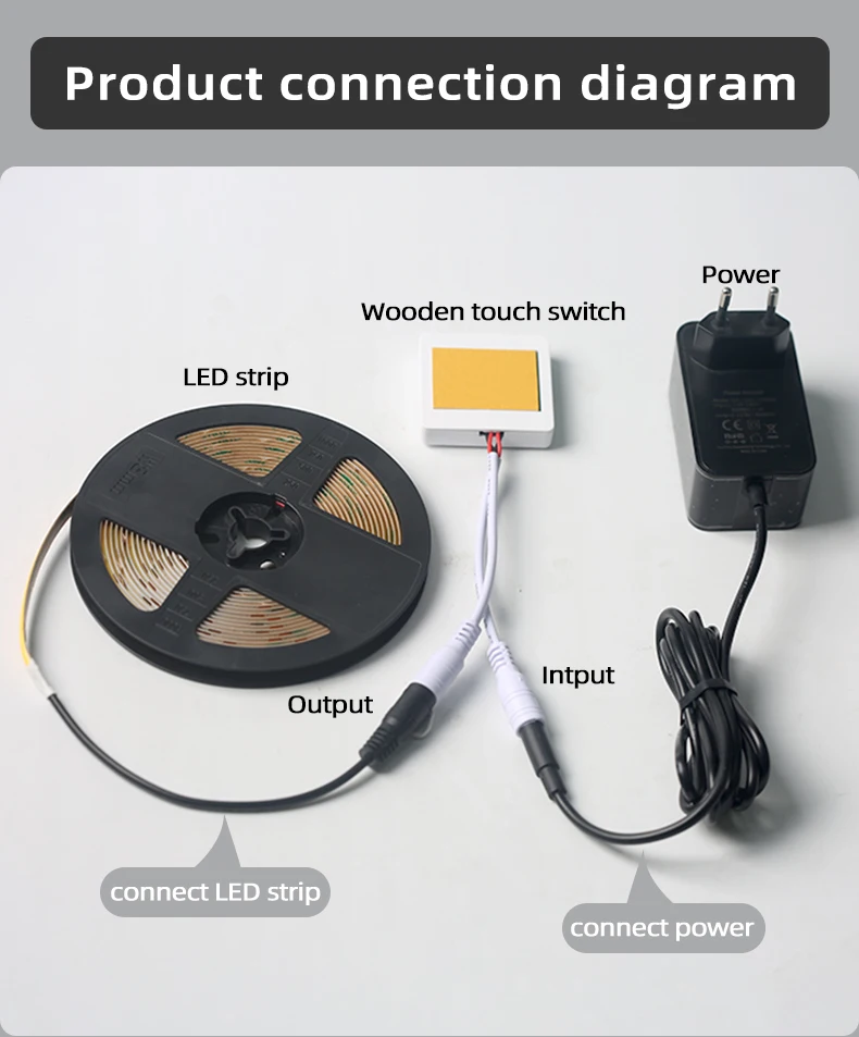 Ultradünner, durch Holz, Marmor, Keramik dringender, berührungsempfindlicher Schalter 12V 5A 60W LED-Touch-Sensor mit stufenloser Dimmfunktion – Detail 2