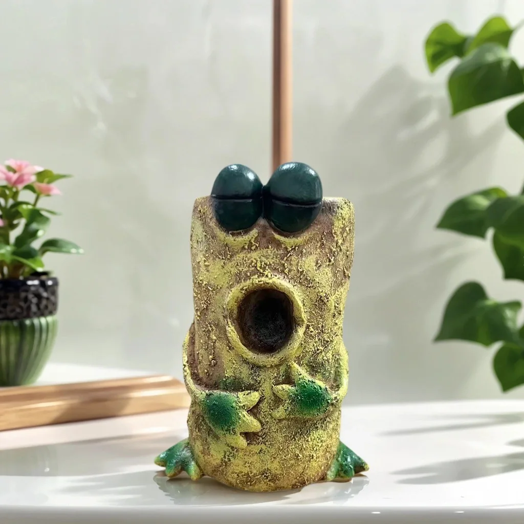 Frog Resin Planter Pot with Drainage Hole Indoor Home Office Decoration Desk Pen Holder Flower Pot