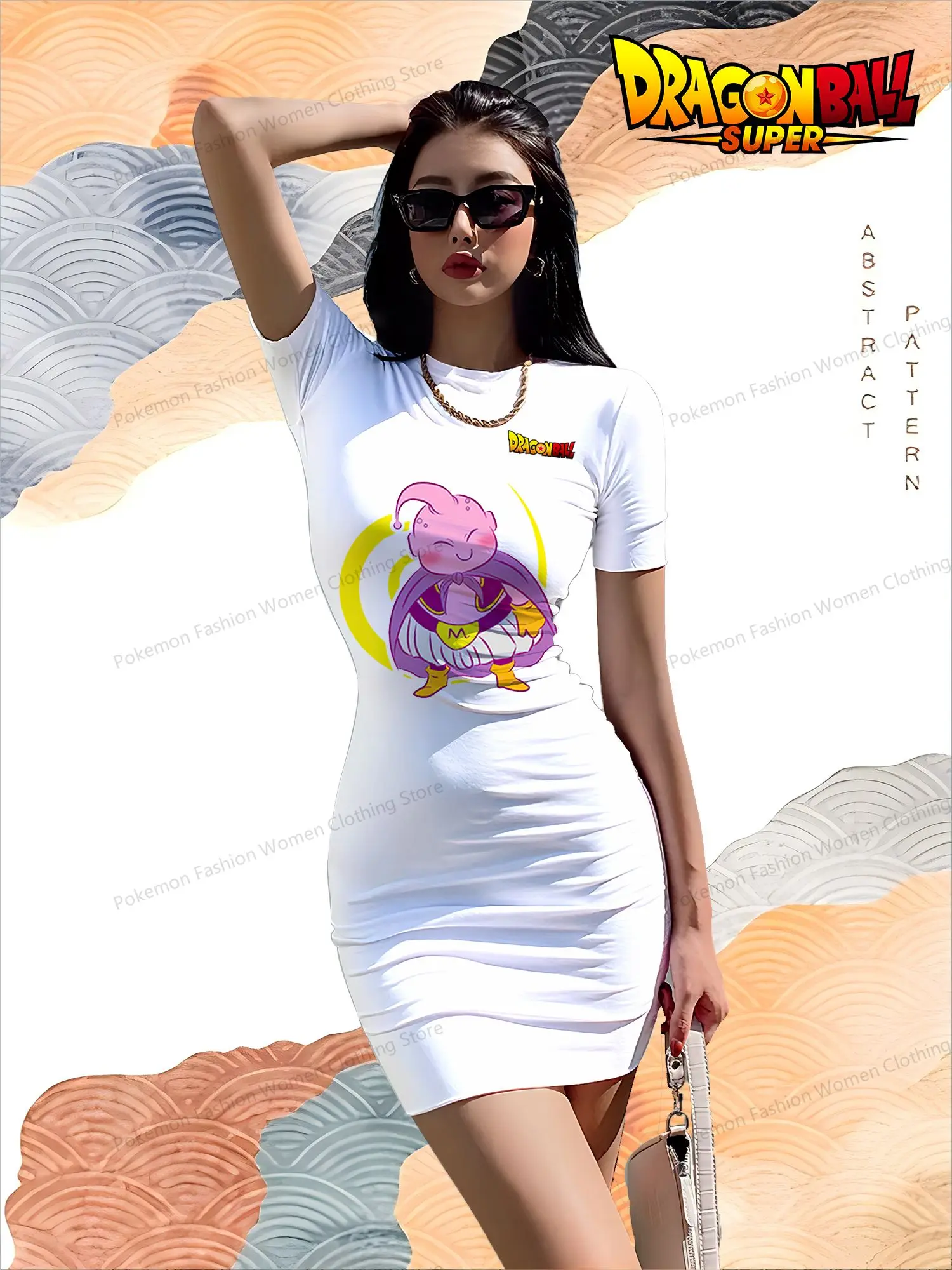 Dragon Ball Women's Short Sleeved Hip Dresses Kakarotto Summer Dress Dames 2024 Boho S-3XL Y2k Youthful Woman Clothes O Neck