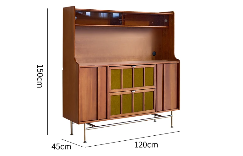 Retro French side cabinet against the wall integrated locker double-layer 2024 new living room wine cabinet small apartmen