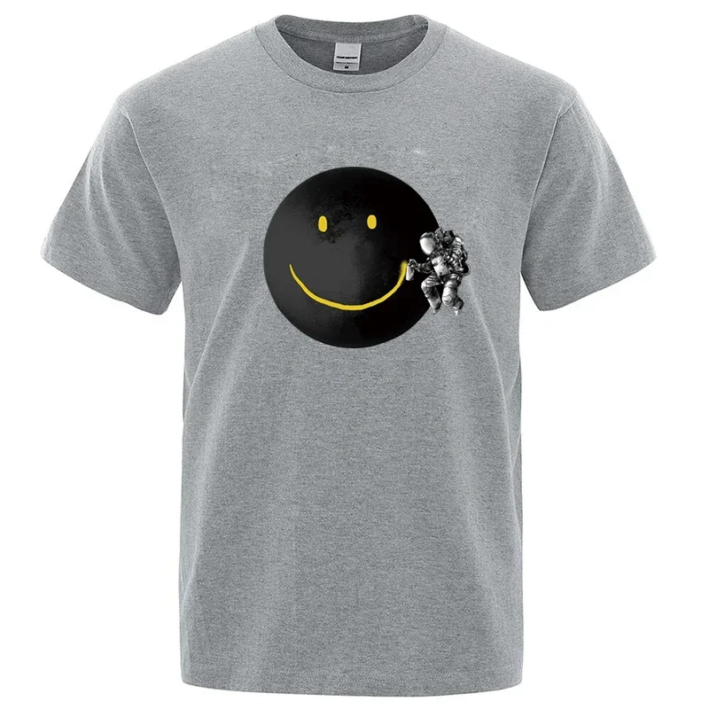 Men's T-shirt High Quality 100% Cotton Funny Spaceman Printing Casual Loose O-neck Men Short Sleeve T-shirt Male Hip Hop Tee Top view 3