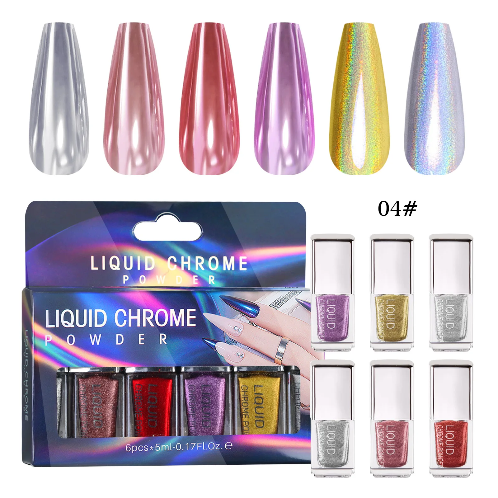 Liquid Magic Mirror Nail Powder Set Moonlight Pigment Chrome Mirror Liquid Fingernail Decoration Long-lasting Aurora Nail Gel