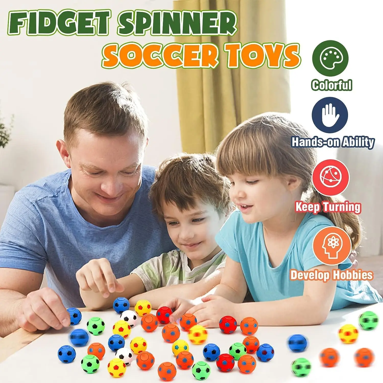 Mini Fidget Spinners Palloni da calcio per bambini Calcio Bomboniera Palloni antistress con dita girevoli Premi per l'aula dei giocattoli Regali di ritorno