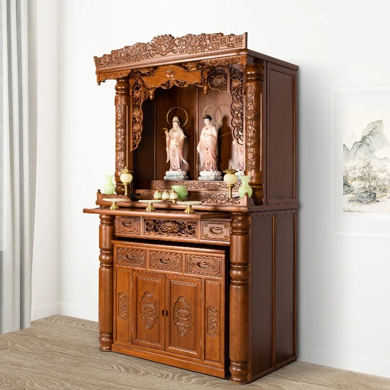 Buddhist  stand cabinet offering table Buddhist shrine household modern Chinese simple solid wood