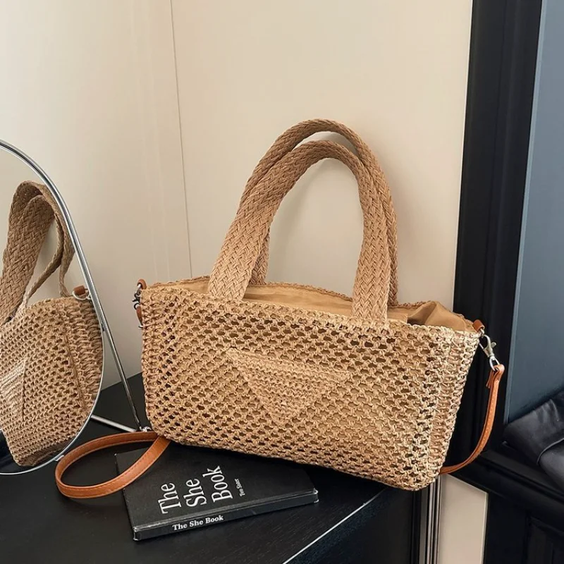 

Summer 2025 Large Straw Beach Bag, Hand Woven Tote Crossbody Purse for Women, Boho Woven Shoulder Bag