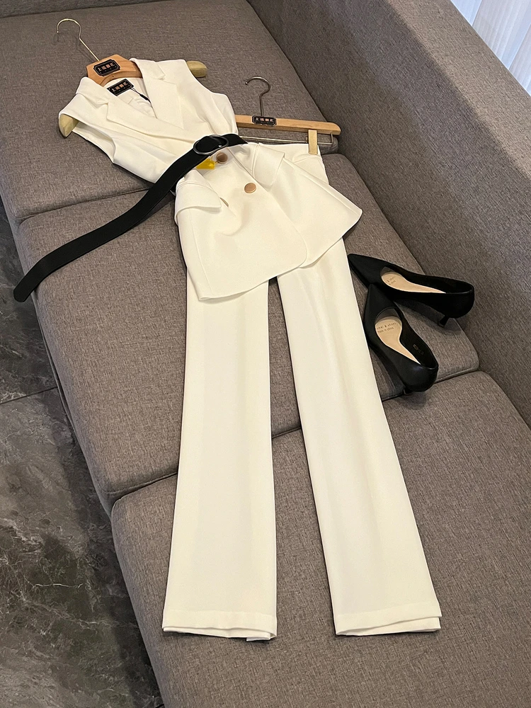 

Ele White Профессиональный костюм, жилет, брюки, комплект с поясом, женский ансамбль Faion OK29, осенняя коллекция, китайский производитель