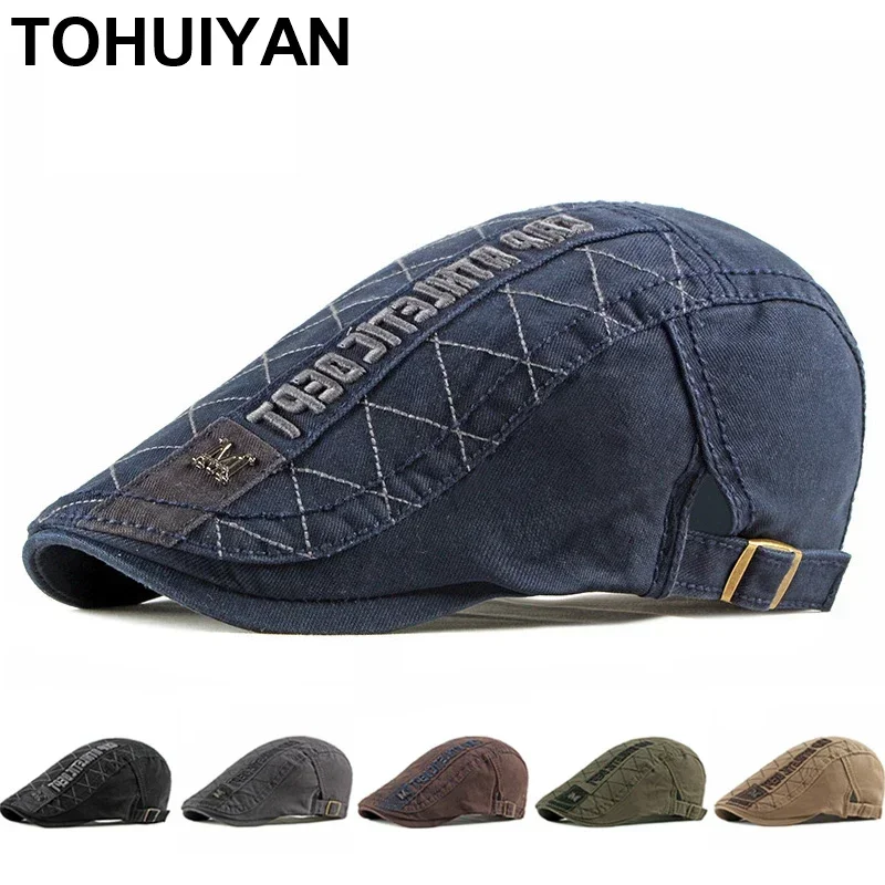 2026 New Summer Mens Hats Letters Embroidery Newsboy Caps Outdoor Gorro Hombre Boinas Beret Hat Retro Driver Flat Cap For Women