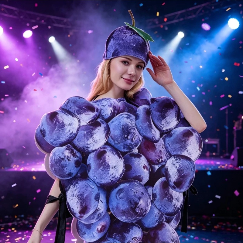 New Grape Costume For Fruit Party Sports Meeting Halloween Stage Performance Role Play Outfit