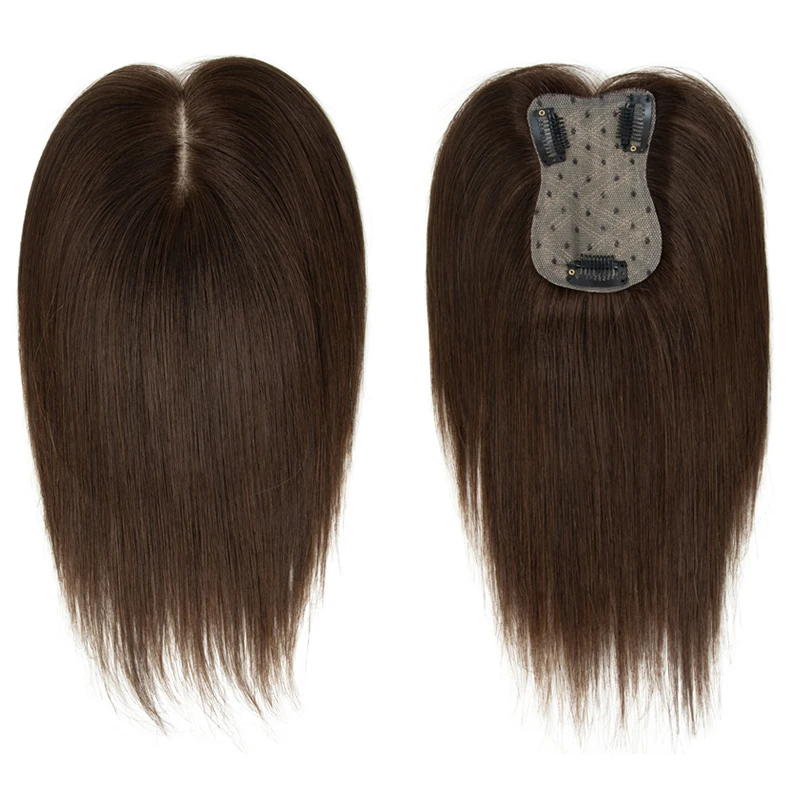 أغطية شعر بشري حقيقي للنساء يوميًا 360 درجة °   قطع شعر ثلاثية الأبعاد مع مشبك الجزء الأوسط لترقية الشعر المرقيق في Bangs20، 25، 30، 35 سم