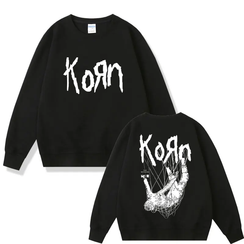 

90s Singer Rock Band Korn Graphic Sweatshirt Male Fashion Streetwear Men's Vintage Crewneck Tracksuit Man Oversized Sweatshirts