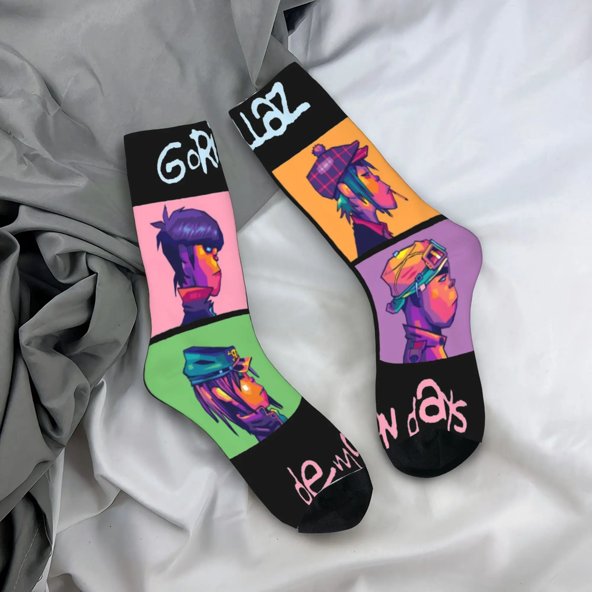 

Чулки Gorillaz, дизайн рок-группы, готические носки, зимние противопотовые носки для взрослых и мужчин, велосипедные мягкие дышащие носки