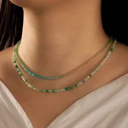 Bohemia Handmade Rainbow Seed Beads Simple Choker Necklace Candy Color Neck Chain Women's Wild Sweet Colorful Collar Jewelry