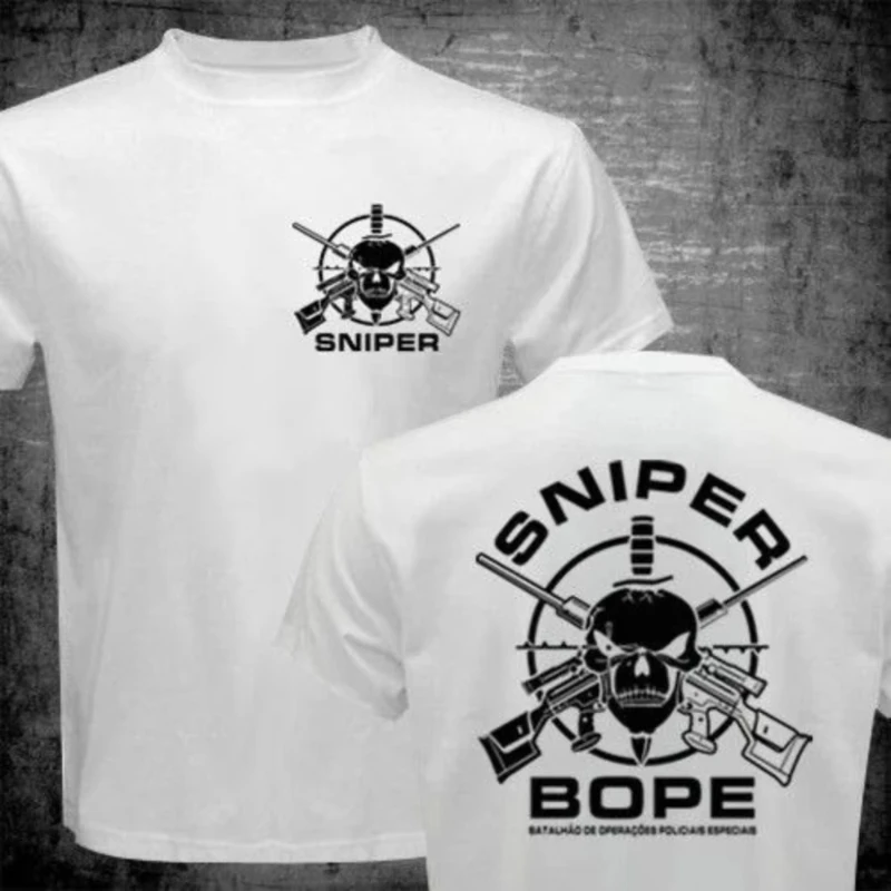 Camiseta de manga corta con estampado de francotirador de fuerzas especiales BOPE de la fuerza táctica de la policía militar brasileña, Top informal cómodo para hombre