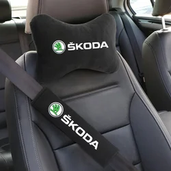 For Skoda Octavia Fabia Rapid Kamiq Scala Kodiaq Superb VisionS Yeti Karoq Enyaq Car Headrest Neck Pillow Seat Belt Shoulder Pad