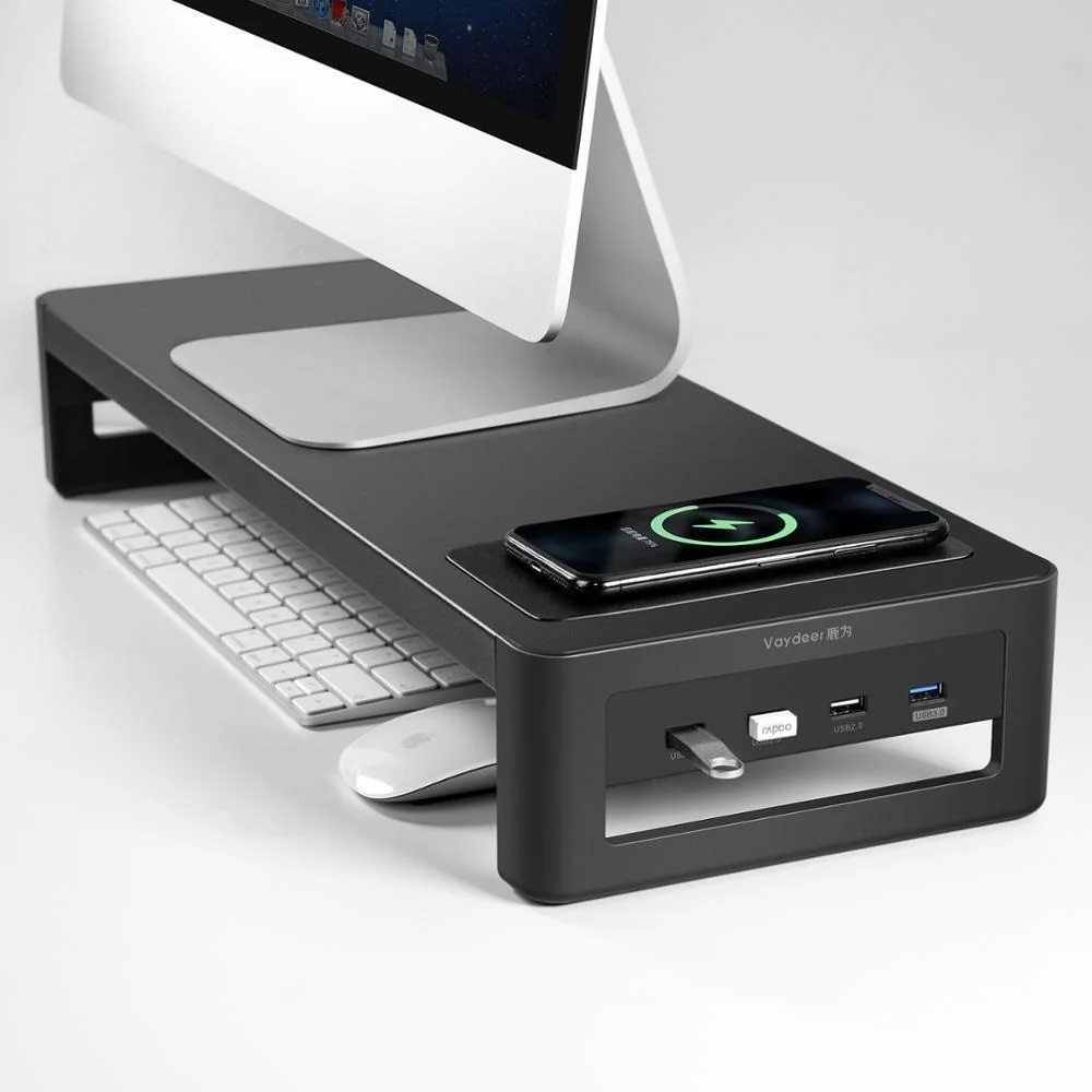 

New Monitor Stand Riser with USB3.0 Hub Support Data Transfer and Charging Steel Desk Organizer for Laptop Computer