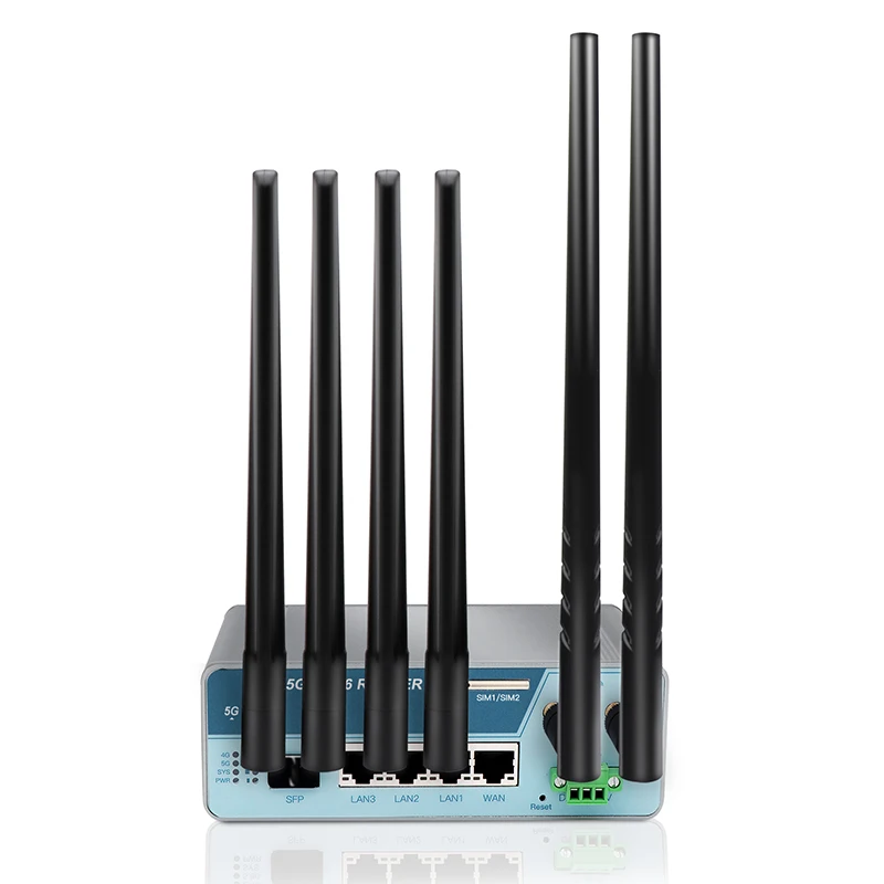 SERIALLINK   Industrial 5G  WIFI6 Router With Dual Nano  Card Slots 4X1000M LAN/WAN Ports 1xSFP Port DC12-55V Power in