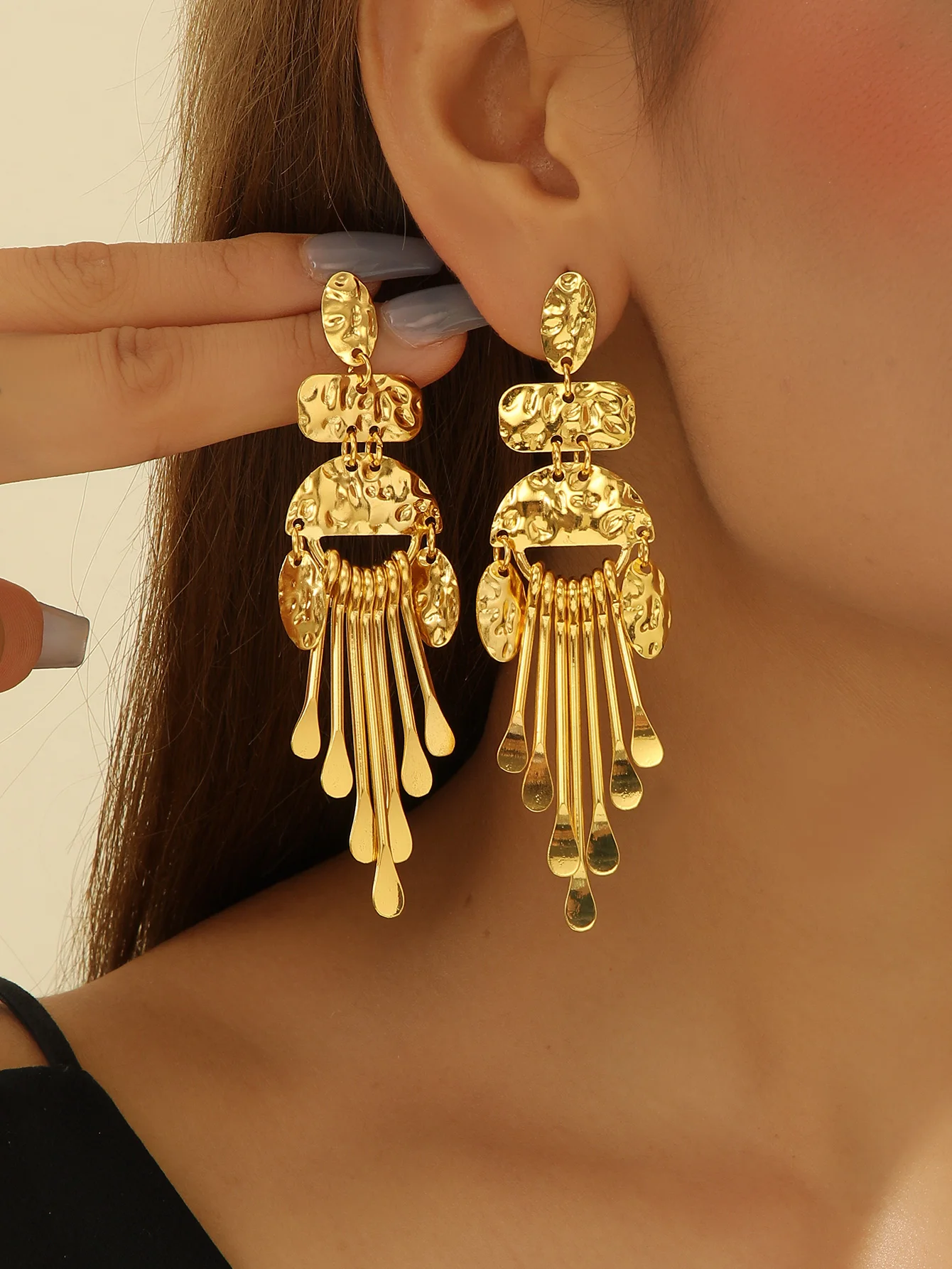 Christmas Enamel Ladies Ear Crystal Indian 316L Stainless Steel Hoop Earrings Metal Tassels Drop Earrings Nuggets Dangle Earring