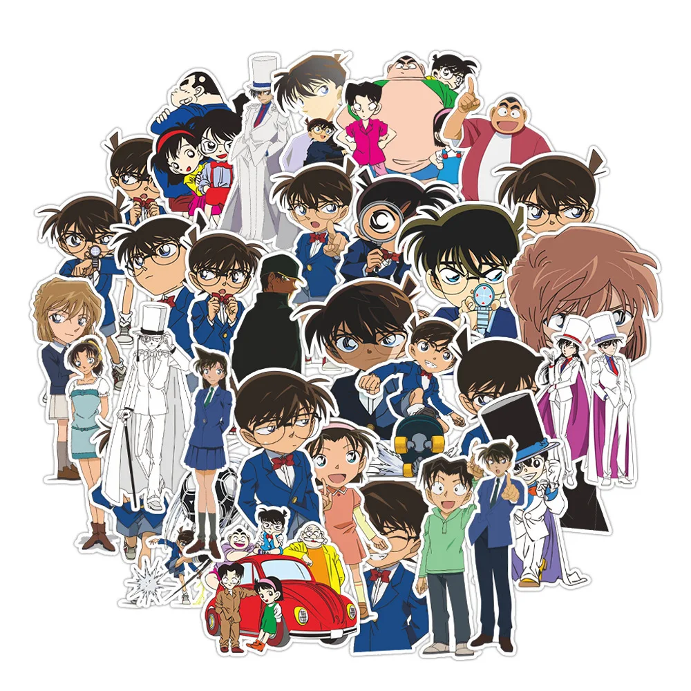 10/33PCS Detective Conan Stickers Anime Graffiti Toys DIY Laptop Phone Scrapbook Skateboard Luggage Car Cartoon Decals Kids Gift