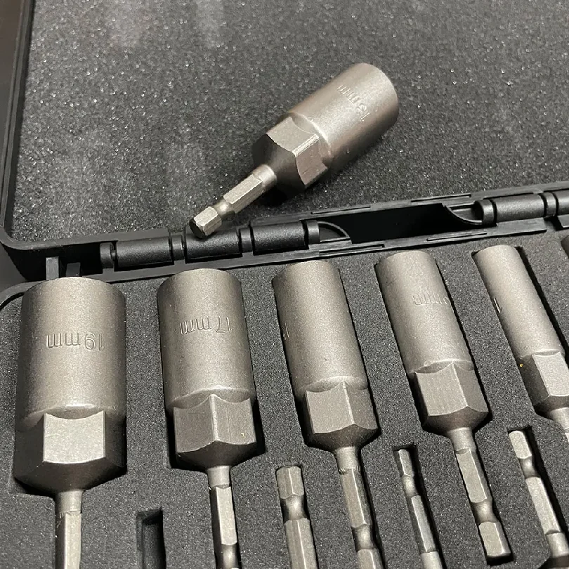 15Pcs 5.5-19mm Impact Socket Adapter 80mm Length Deepen Power Nut Driver Drill Bit Set for Power Tools 6.35Mm Hex Quick Adapter