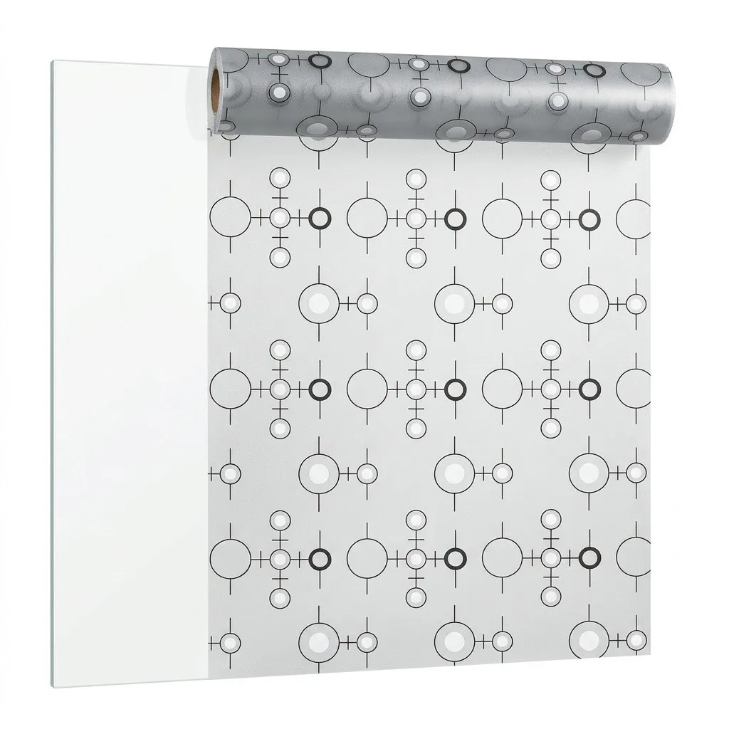 Self‑Adhesive Modern Geometric Circle Frosted Window Film Abstract Line Pattern Privacy Glass Sticker Anti‑Peep Window Decal